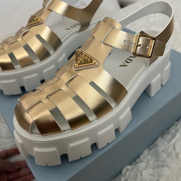 Prada Gold and White Sandals - Picture 5 of 5